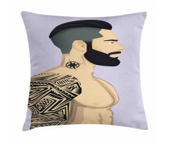 Muscular Boy with Tattoos Pillow Cover