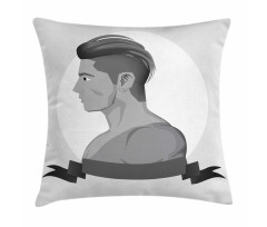 Greyscale Beardless Boy Pillow Cover