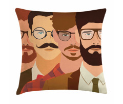 Male Hipster Characters Pillow Cover