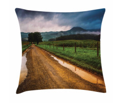 Puddles on Dirt Road Pillow Cover