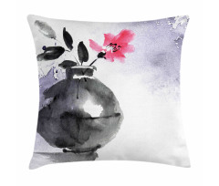 Watercolor Coral Vase Orchid Pillow Cover