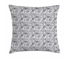 Monochrome Poppy Sketch Art Pillow Cover