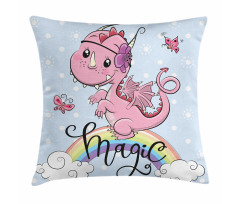 Magic Dragon on a Rainbow Pillow Cover