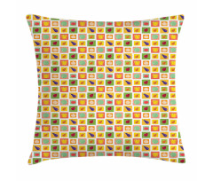 Foods in Vivid Squares Pillow Cover