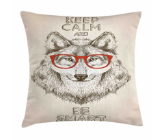 Hipster Wolf Be Smart Pillow Cover