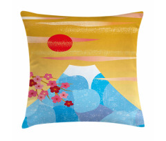 High Cliff Silhouette Flowers Pillow Cover