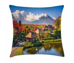 View of Oshino Thatch Houses Pillow Cover