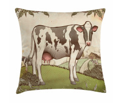 Dairy Cattle Farmland Pillow Cover