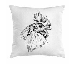 Rooster Head Portrait Pillow Cover