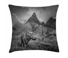 Buffalo on Rice Fields Pillow Cover