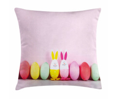 Dyed Eggs and Rabbits Pillow Cover