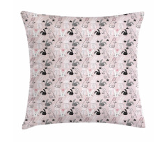 Bunnies Doodle Pillow Cover