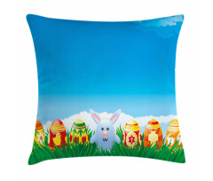 Cartoon Easter Rabbit Pillow Cover