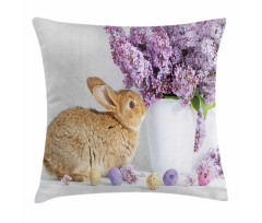 Rabbit with Lilac Pillow Cover