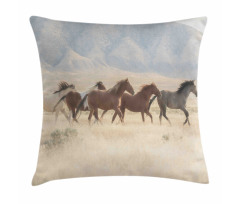 Wild Mustang Horses Art Pillow Cover