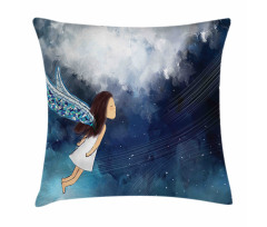 Magical Winged Girl in Sky Pillow Cover