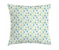 Watercolor Lizards and Cacti Pillow Cover