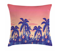 Palm Tree Toucan Sunset Art Pillow Cover