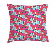 Vivid Tones Hibiscus Flowers Pillow Cover