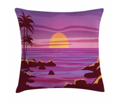 Retro Style Cartoon Beach Pillow Cover