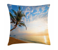 Exotic Sandy Beach Palm Tree Pillow Cover