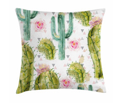 Watercolor Exotic Cactus Pillow Cover