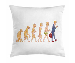 Ape to Man Cartoon Design Pillow Cover