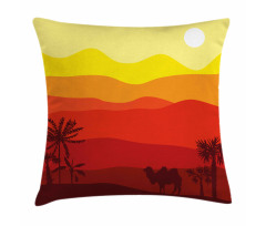 Dessert Scene Camel Trees Pillow Cover