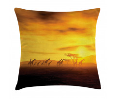 Dramatic Sunset Giraffes Pillow Cover