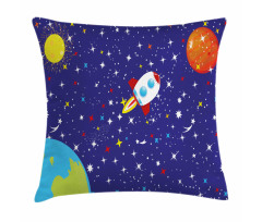 Starry Rocket Planets Pillow Cover