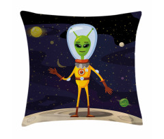 Funny Creature in a Spacesuit Pillow Cover