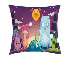 Funky and Happy Characters Pillow Cover