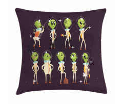 Little Green Ufo in Suits Pillow Cover