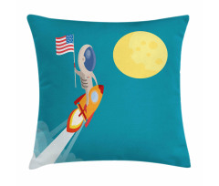 Astronaut Flying to the Moon Pillow Cover