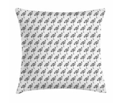 Monochrome Crowned Cranes Pillow Cover