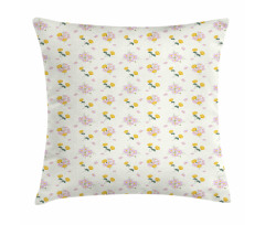 Cosmee and Zinnia Flowers Pillow Cover