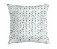 Sailboat Seagull Fishes Pillow Cover