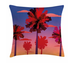 Modern Sunset Tropic Trees Pillow Cover
