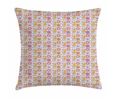 Folkloric Ornamental Flowers Pillow Cover