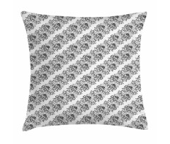 Vintage Outline Floral Motif Pillow Cover