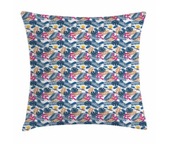 Leaves and Bird of Heaven Pillow Cover