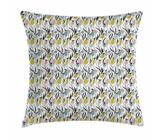 Birds and Abstract Plants Pillow Cover