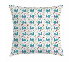 Folkloric Ornate Happy Cat Pillow Cover