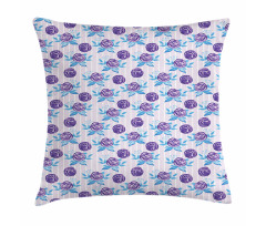 Abstract Roses on Stripes Pillow Cover