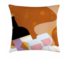 Rose Wine Bottle Cartoon Pillow Cover