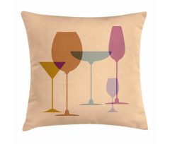 Wine Glasses Silhouette Art Pillow Cover