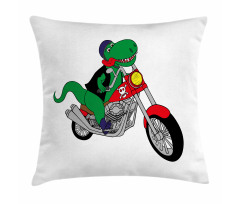 Funny Rider T-rex Pillow Cover