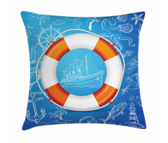 Palm Tree Island Octopus Pillow Cover
