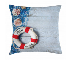 Fishing Net Wood Seashell Pillow Cover