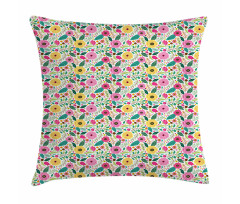 Doodle Peonies Berries Leaves Pillow Cover